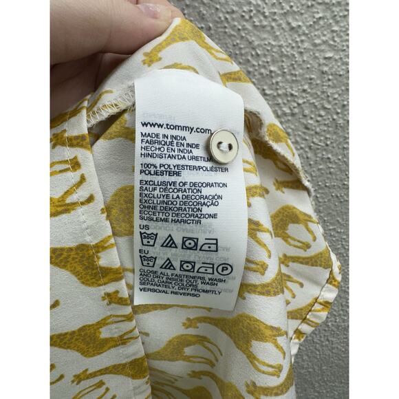 Tommy Hilfiger Womens Tank Top Size Large Button Up Giraffe Yellow Necktie - Picture 6 of 11